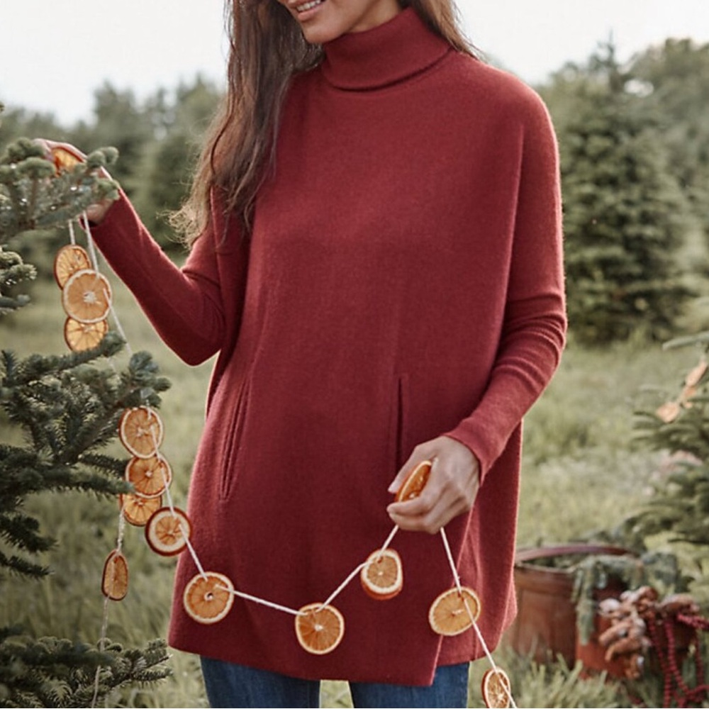 Garnet Hill Red Cowl Turtleneck Sweater